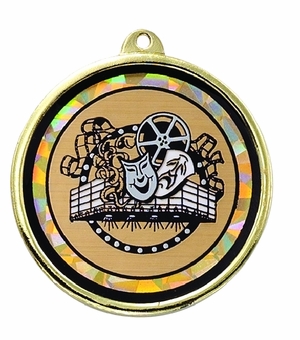 2-1/4 Inch in Diameter Round Drama Themed Medal with Mylar Detailing and Customizable Back