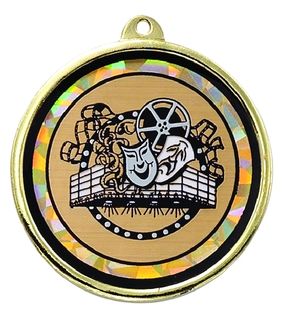 2-1/4 Inch in Diameter Round Drama Themed Medal with Mylar Detailing and Customizable Back