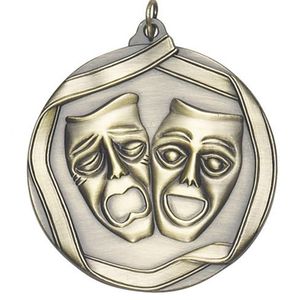 2-1/4 Inch 3D Die-Cast Drama Themed Medal in Antique Brass, Silver, or Bronze