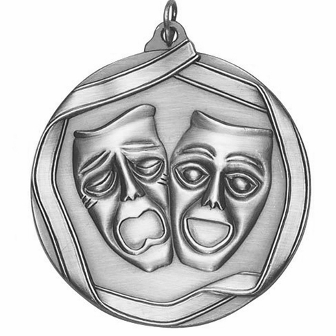 2-1/4 Inch 3D Die-Cast Drama Themed Medal in Antique Brass, Silver, or Bronze