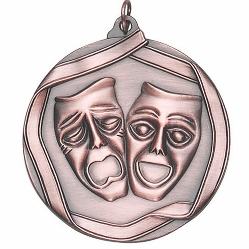 2-1/4 Inch 3D Die-Cast Drama Themed Medal in Antique Brass, Silver, or Bronze