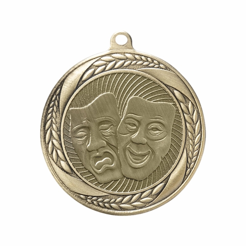 2-1/4 Inch Drama Medal in Antique Gold with Insert