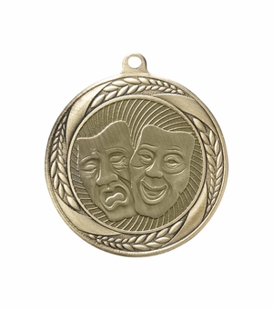 2-1/4 Inch Drama Medal in Antique Gold with Insert