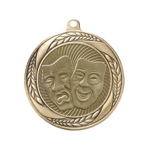 2-1/4 Inch Drama Medal in Antique Gold with Insert