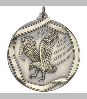 2-1/4 Inch 3D Die-Cast Eagle Themed Medal in Antique Brass, Silver, or Bronze