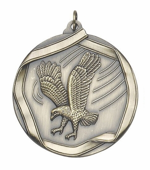 2-1/4 Inch 3D Die-Cast Eagle Themed Medal in Antique Brass, Silver, or Bronze