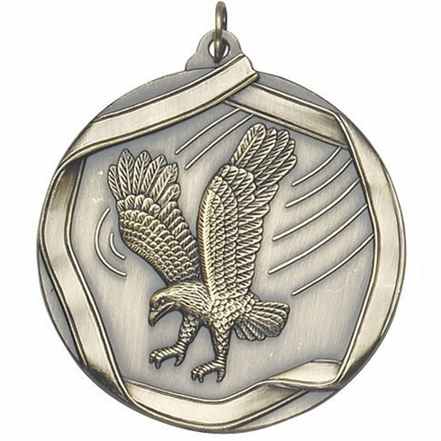 2-1/4 Inch 3D Die-Cast Eagle Themed Medal in Antique Brass, Silver, or Bronze