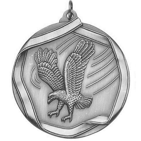 2-1/4 Inch 3D Die-Cast Eagle Themed Medal in Antique Brass, Silver, or Bronze