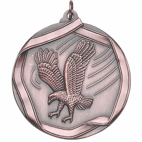 2-1/4 Inch 3D Die-Cast Eagle Themed Medal in Antique Brass, Silver, or Bronze