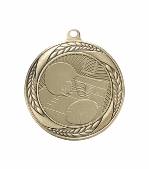 2-1/4 Inch Football Medal in Antique Gold with Insert