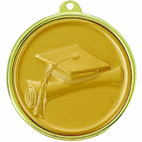2-1/4 INCH GRADUATION, CAP AND SCROLL MEDAL, MULTIPLE COLORS