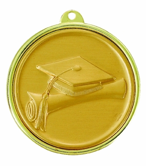 2-1/4 INCH GRADUATION, CAP AND SCROLL MEDAL, MULTIPLE COLORS