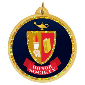 2-1/4 Inch in Diameter Round Honor Society Medal with Mylar Detailing and Customizable Back
