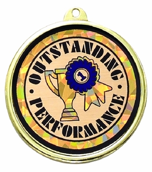 2-1/4 Inch in Diameter Round Outstanding Performance Medal with Mylar Detailing and Customizable Back