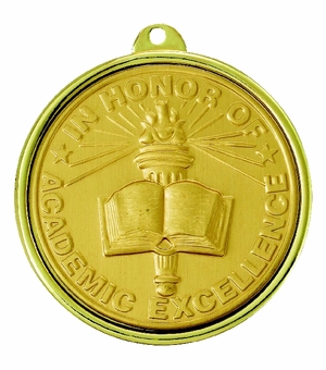 2-1/4 INCH IN HONOR OF ACADEMIC EXCELLENCE MEDAL, MULTIPLE COLORS