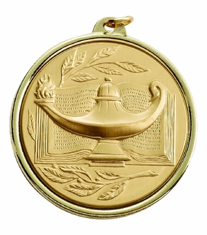 2-1/4 INCH LAMP OF LEARNING MEDAL, MULTIPLE COLORS