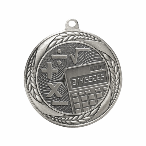 2-1/4 Inch Mathematics Themed Medal in Antique Gold, Silver, or Bronze with Insert
