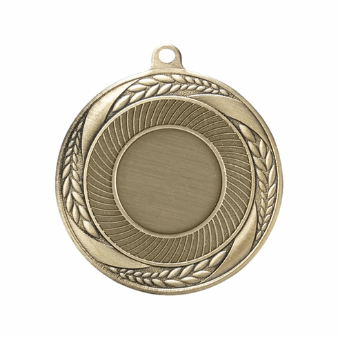 2-1/4 Inch Wreath Medal in Antique Gold, Silver, or Bronze with Insert