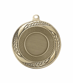 2-1/4 Inch Wreath Medal in Antique Gold, Silver, or Bronze with Insert