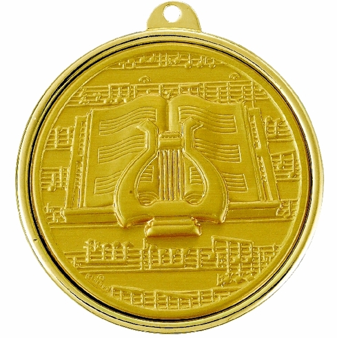 2-1/4 INCH MUSIC LYRE MEDAL, MULTIPLE COLORS