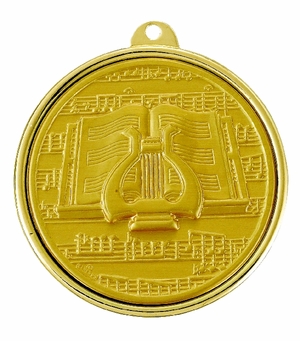 2-1/4 INCH MUSIC LYRE MEDAL, MULTIPLE COLORS