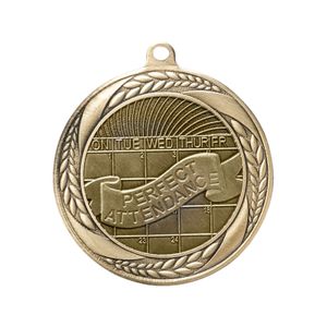 2-1/4 Inch Perfect Attendance Medal in Antique Gold with Insert