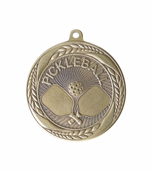 2-1/4 Inch Pickleball Medal in Antique Gold with Insert