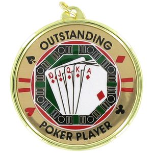 2-1/4 Inch in Diameter Round Poker Themed Medal with Mylar Detailing and Customizable Back