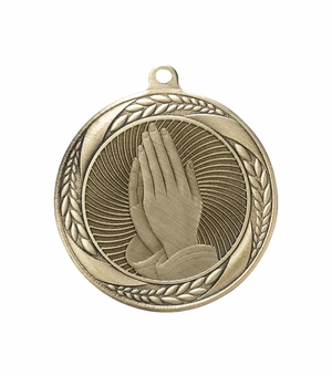 2-1/4 Inch Prayer Medal in Antique Gold with Insert
