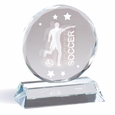 2-1/4 INCH ROUND BEVELED CUT FACETED CRYSTAL ON BASE 