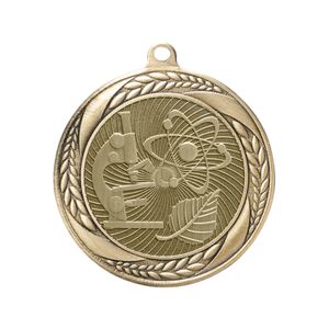 2-1/4 Inch Science Themed Medal in Antique Gold, Silver, or Bronze with Insert