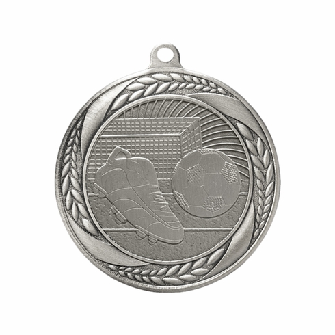 2-1/4 Inch Soccer Medal in Antique Gold, Silver, or Bronze with Insert