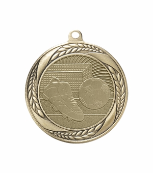 2-1/4 Inch Soccer Medal in Antique Gold, Silver, or Bronze with Insert