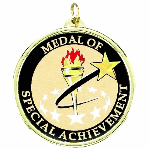 2-1/4 Inch in Diameter Round Special Achievement Medal with Mylar Detailing and Customizable Back