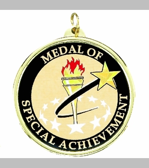2-1/4 Inch in Diameter Round Special Achievement Medal with Mylar Detailing and Customizable Back