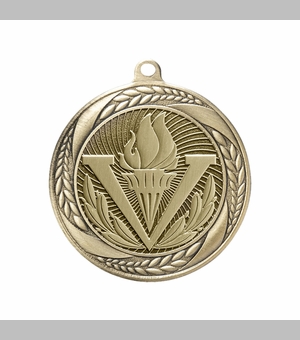 2-1/4 Inch Victory Medal in Antique Gold, Silver, or Bronze with Insert