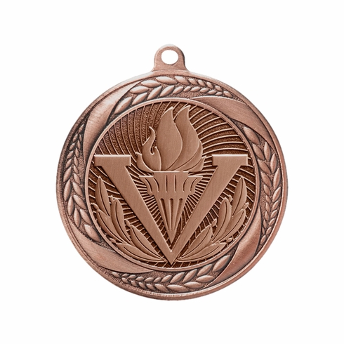 2-1/4 Inch Victory Medal in Antique Gold, Silver, or Bronze with Insert