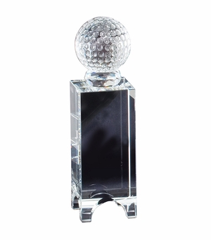 2-1/4 x 8-1/4 OPTICAL CRYSTAL GOLF BALL TOWER AWARD