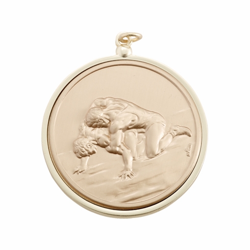 2 3/16 INCH MEDAL FRAME WITH WRESTLING MEDALLION - MULTIPLE COLORS