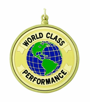2 3/16 INCH MEDAL FRAME, WORLD CLASS PERFORMANCE MEDALLION - MULTIPLE COLORS