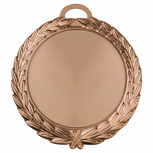 2-3/4 INCH BRIGHT BRONZE WREATH MEDAL FRAME HOLDS 2" INSERT
