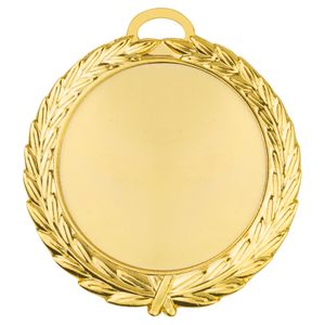 2-3/4 INCH BRIGHT GOLD WREATH MEDAL FRAME HOLDS 2" INSERT