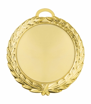 2-3/4 INCH BRIGHT GOLD WREATH MEDAL FRAME HOLDS 2" INSERT
