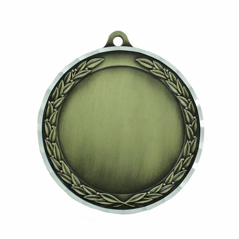 2-3/4 INCH DIE CAST ANTIQUE BRASS MEDAL  HOLDS 2 INCH INSERT