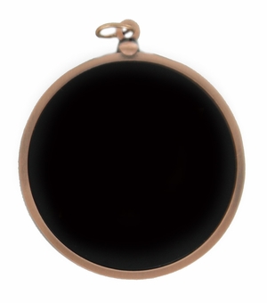 2-3/4 INCH DIE CAST TWO SIDED BRONZE MEDAL WITH 2 INCH RECESSED BLACK DISCS BOTH SIDES