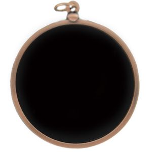 2-3/4 INCH DIE CAST TWO SIDED BRONZE MEDAL WITH 2 INCH RECESSED BLACK DISCS BOTH SIDES