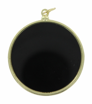 2-3/4 INCH DIE CAST TWO SIDED GOLD MEDAL WITH 2 INCH RECESSED BLACK DISCS BOTH SIDES