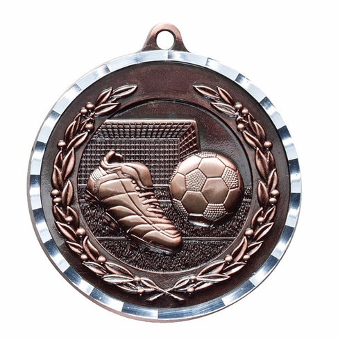 2-3/4 Inch 3-D Soccer Medal in Antique Brass, Pewter or Bronze Finish