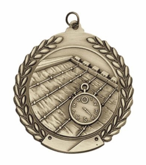 2-3/4 Inch Swimming Medal 3- Dimensional Die Cast Satin in Antique Brass, Pewter or Bronze Finish