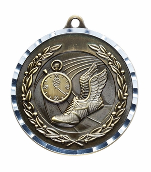 2-3/4 Inch 3-D Running Medal in Antique Brass, Pewter or Bronze Finish